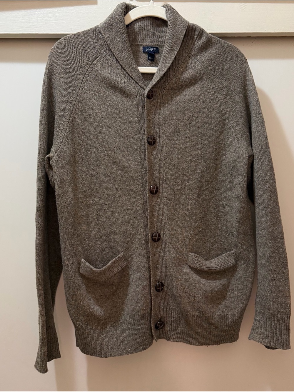 J. Crew Men's Shawl Collar Cardigan in Heather Gray